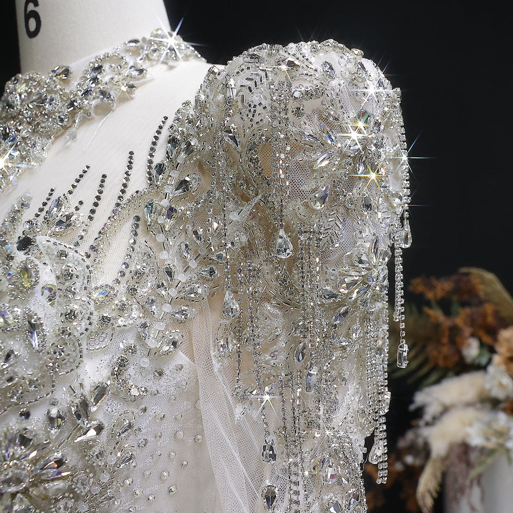 Luxury Ivory Crystal Embroidery Long Sleeve Wedding Dress SW602