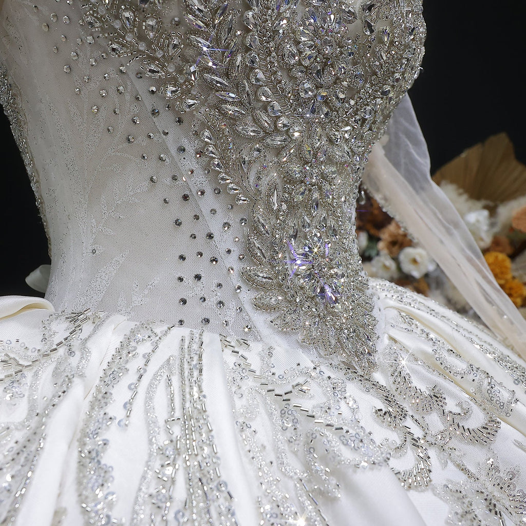 Luxury Ivory Crystal Embroidery Long Sleeve Wedding Dress SW602