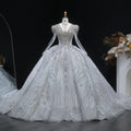 Glamorous White Diamond Embroidery Long Sleeve Wedding Dress SW603