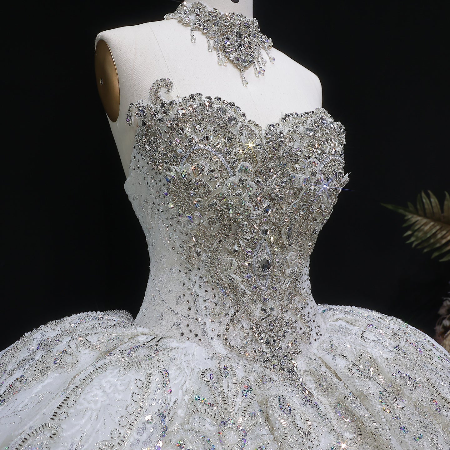 Sparkly White Full-Sequin Embroidery Ball Gown Wedding Dress SW604