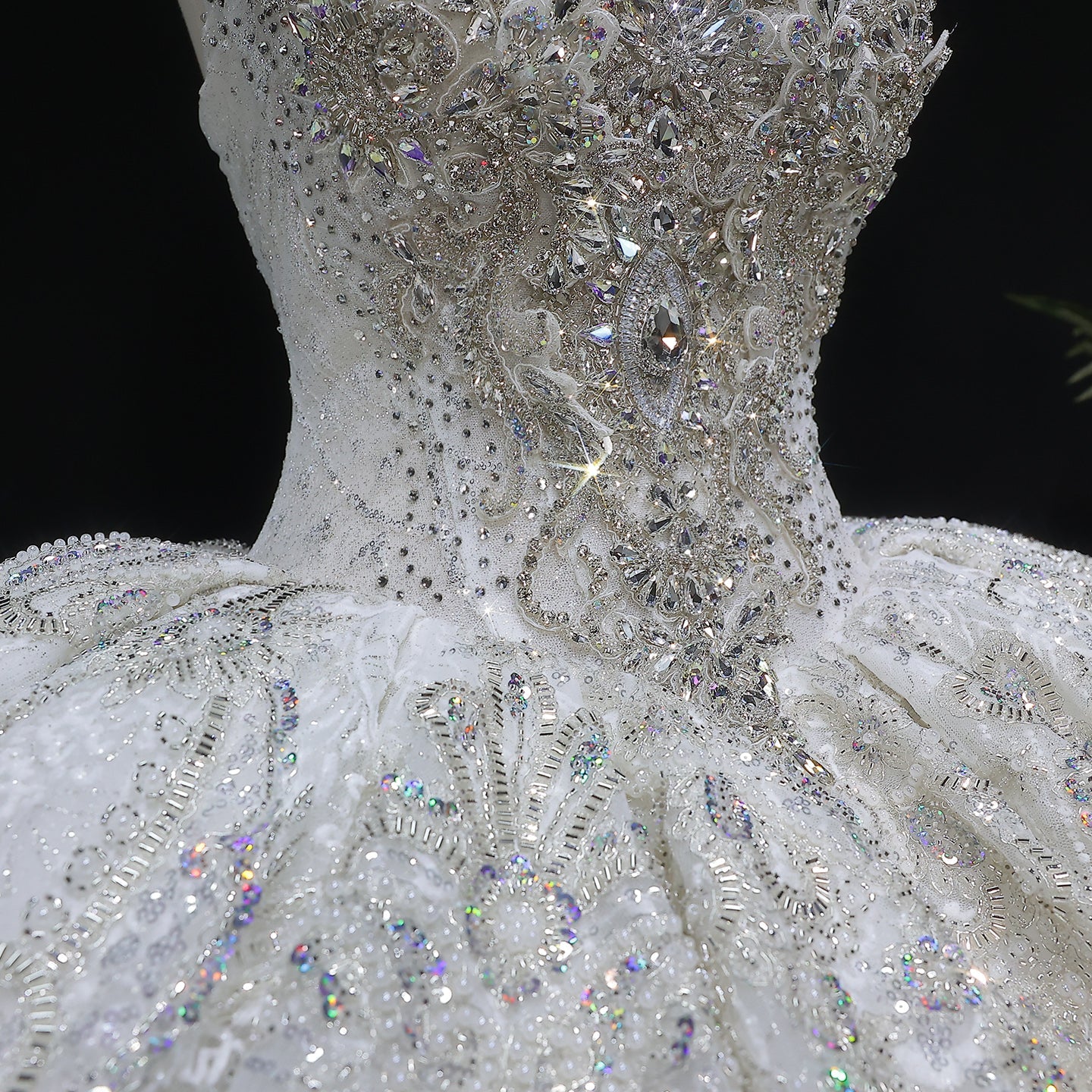 Sparkly White Full-Sequin Embroidery Ball Gown Wedding Dress SW604