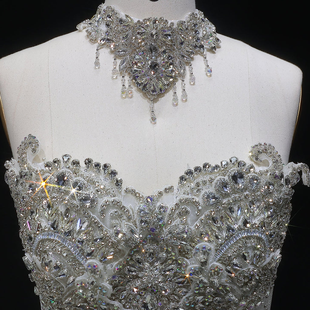 Sparkly White Full-Sequin Embroidery Ball Gown Wedding Dress SW604