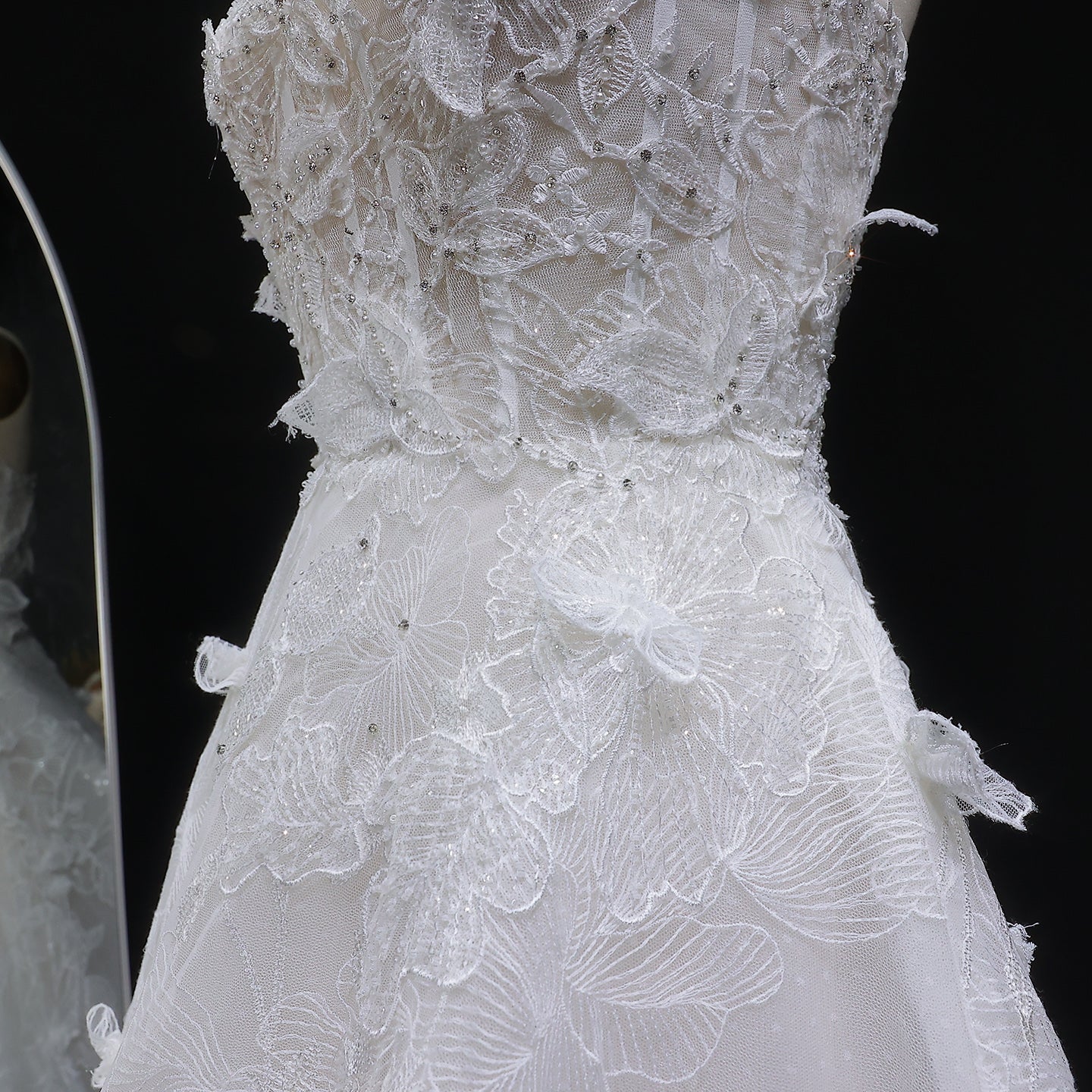 Vibrant Strapless Sequins 3D Floral Ball Gown Wedding Dress SW631