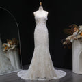 Chic Spaghetti-Strap Sequins 3D Floral Mermaid Wedding Dress SW632