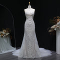 Luxury Strapless Sequins Mermaid Wedding Dress with Overskirt SW636