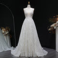 Stunning Spaghetti-Strap Lace Ball Gown Wedding Dress with Belt SW637