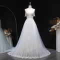 Trendy Strapless Embroidery Print Wedding Dress with Overskirt SW640
