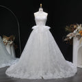 Luxury White Lace Embroidery A-Line Wedding Dress with Overskirt SW651