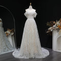 Elegant Off White Lace Pearl Embroidery Ball Gown Wedding Dress SW652