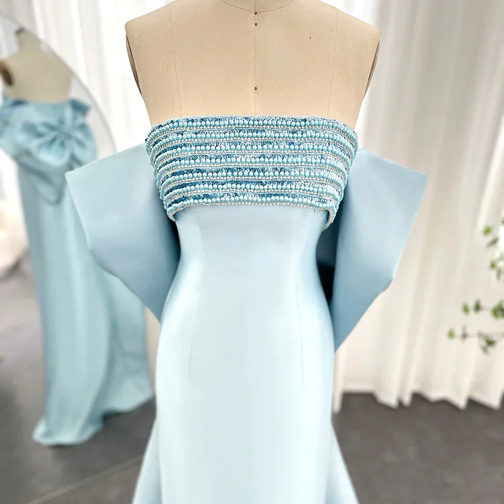 Luxury Beaded Lilac Evening Dresses with Bow Cape SS319