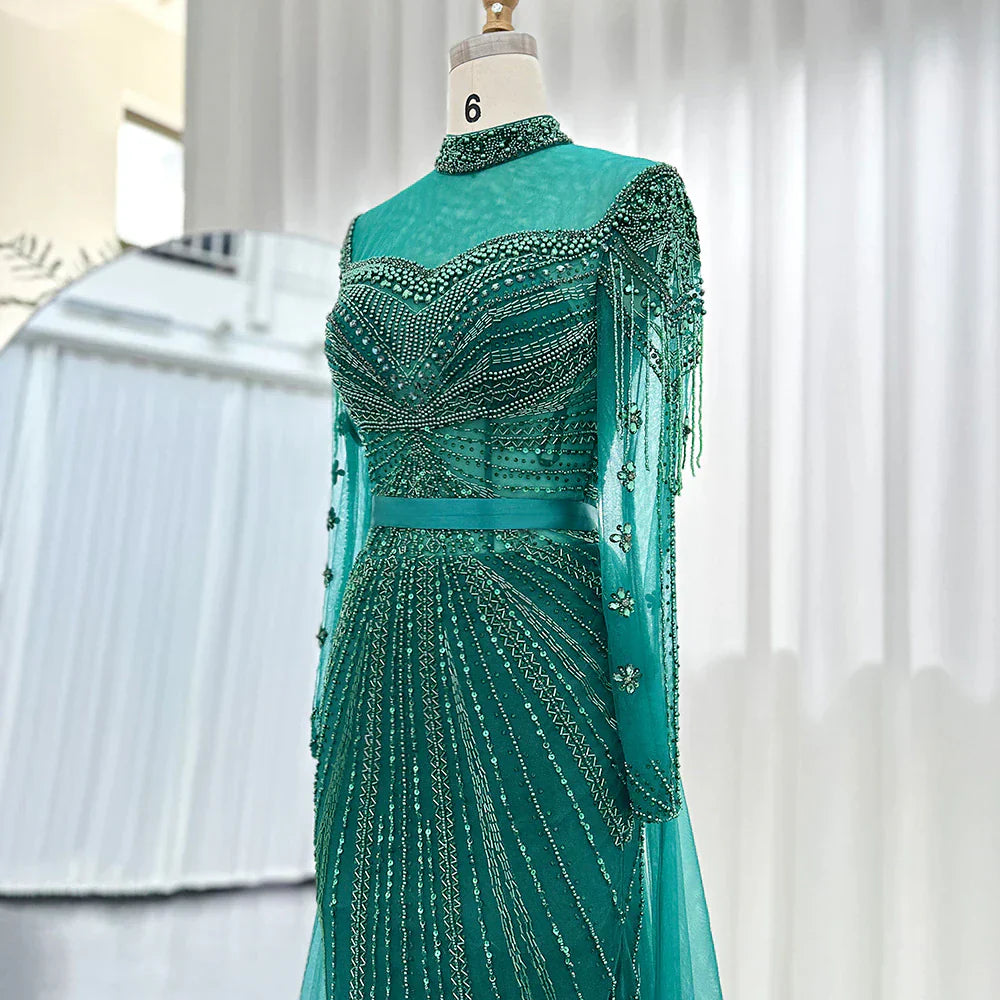 Luxury Champagne Evening Dress with Detachable Overskirt SS265