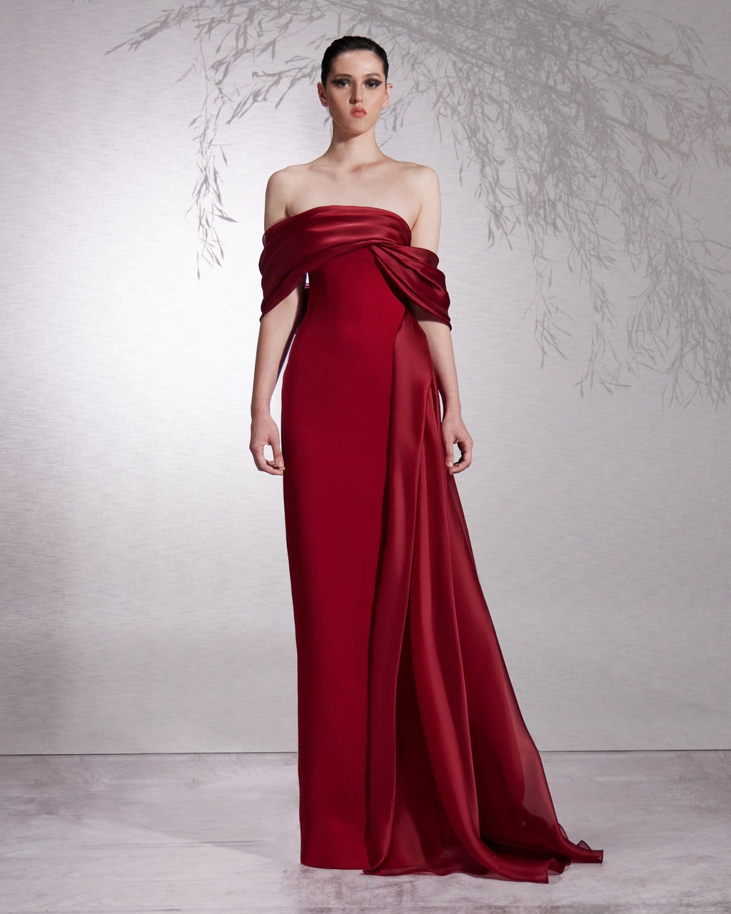 Elegant Pink Off Shoulder Evening Dress with Overskirt SF370