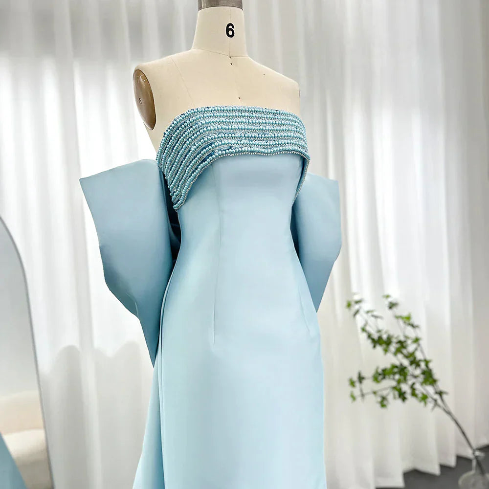 Luxury Beaded Lilac Evening Dresses with Bow Cape SS319