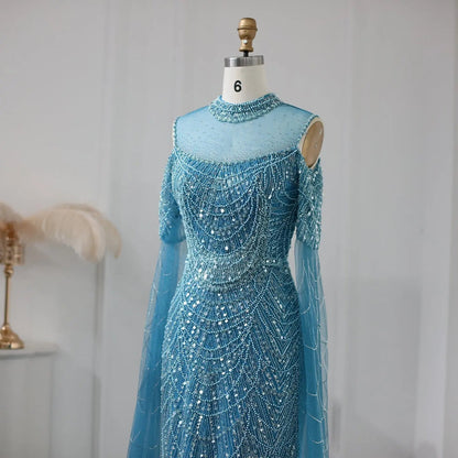 Luxury Evening Dress with Cape Sleeves SS205