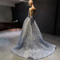 Stunning Glitter Blue Beaded A-Line Evening Dress SS752