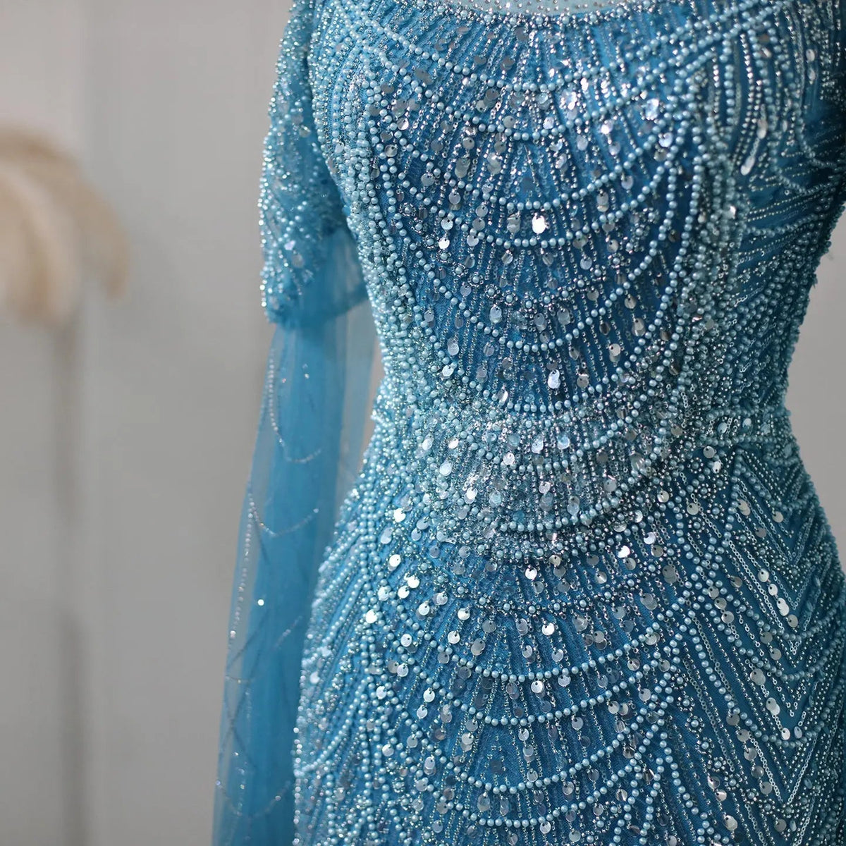 Luxury Evening Dress with Cape Sleeves SS205