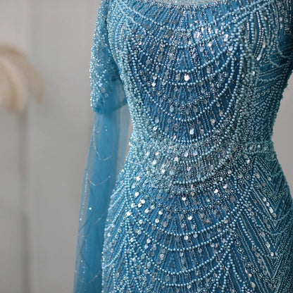 Luxury Evening Dress with Cape Sleeves SS205
