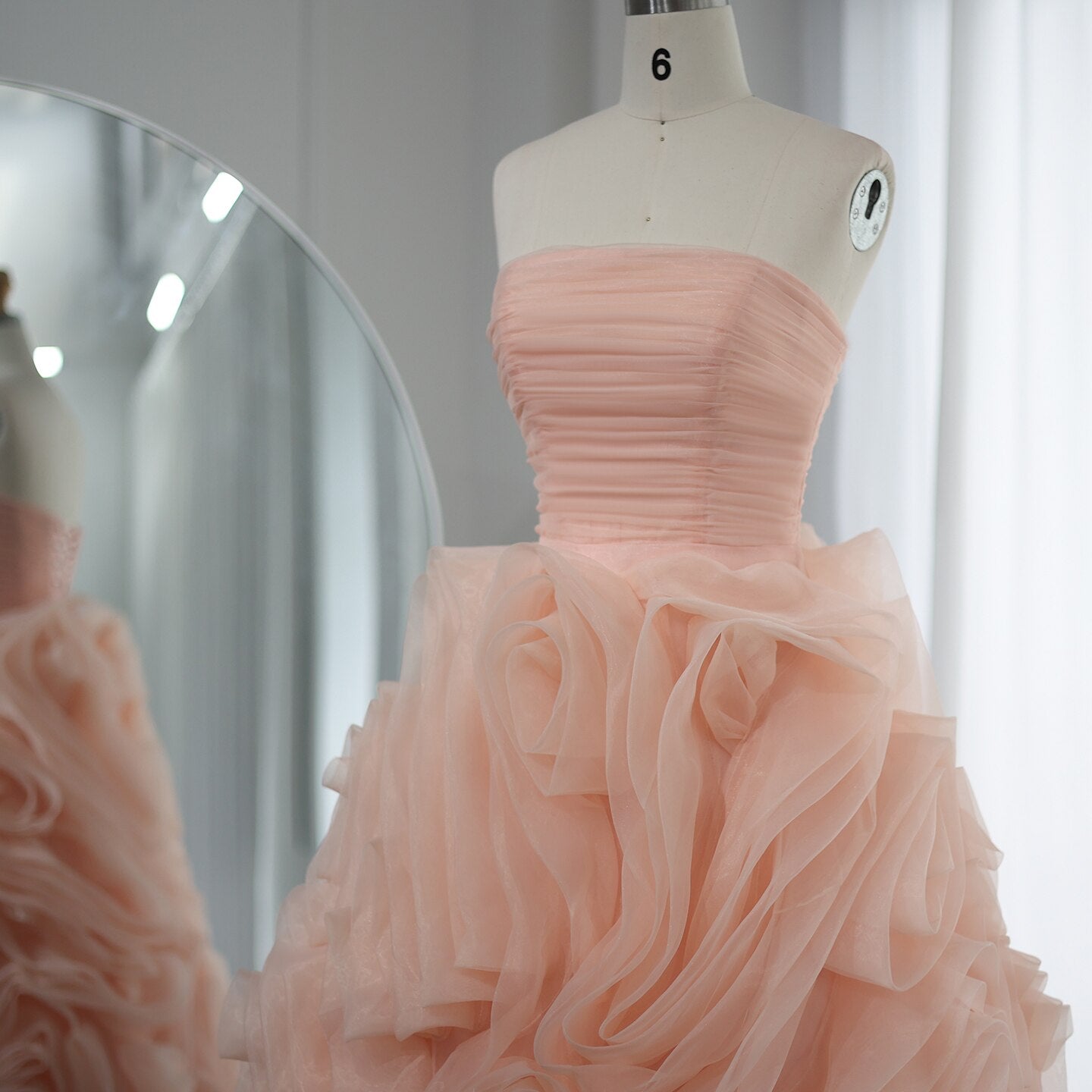 Luxury 3D Rose Flower Pink Midi Evening Dresses SS343