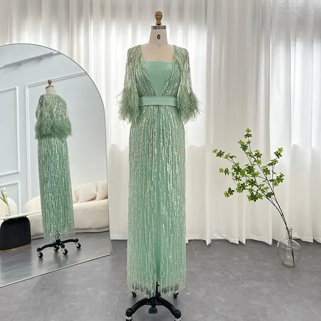 Luxury Feathers 2 Pieces Evening Dress SS430