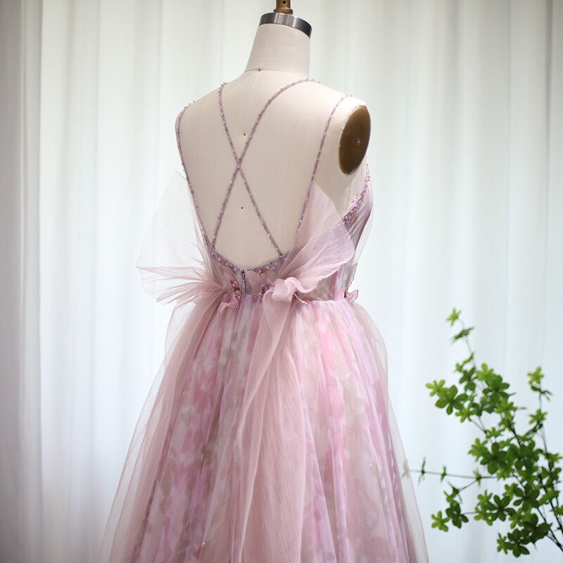 Luxury Beaded Lilac Floral A-Line Evening Dress SS236L