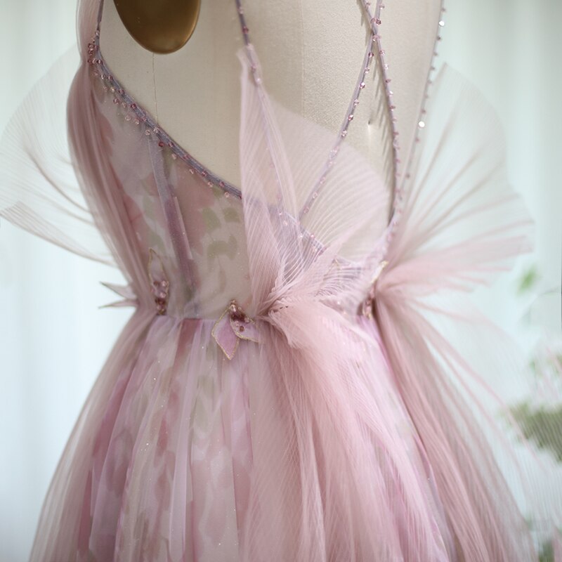 Luxury Beaded Lilac Floral A-Line Evening Dress SS236L
