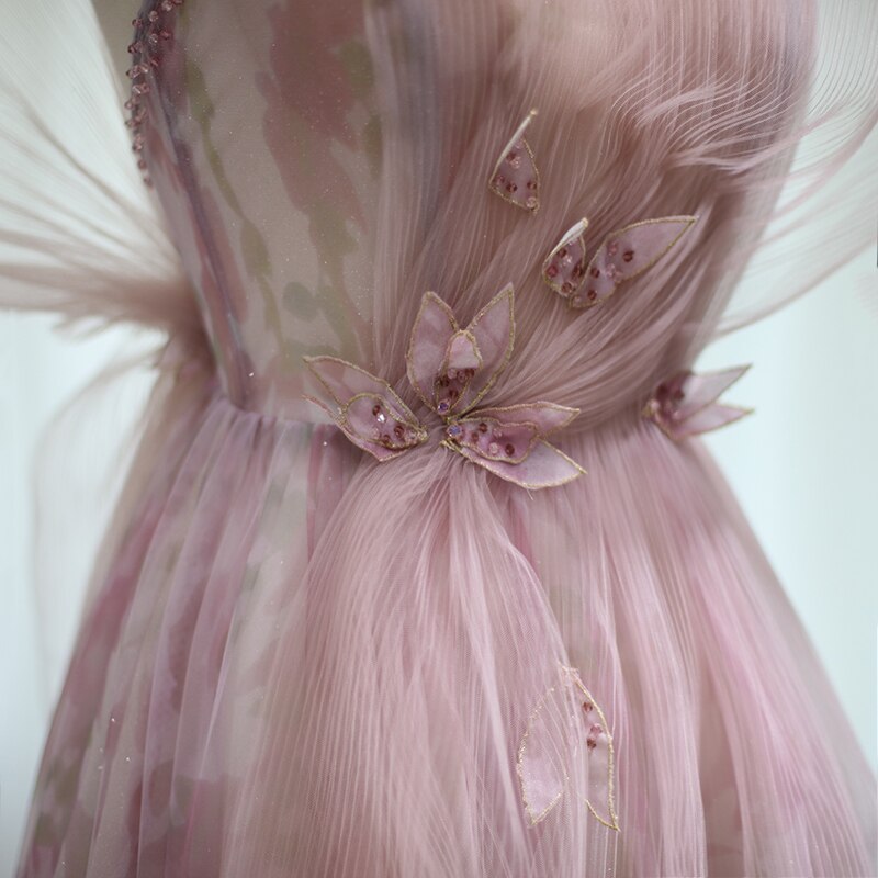 Luxury Beaded Lilac Floral A-Line Evening Dress SS236L