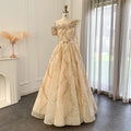 Luxury Beaded Gold One Shoulder Evening Dresses SS359