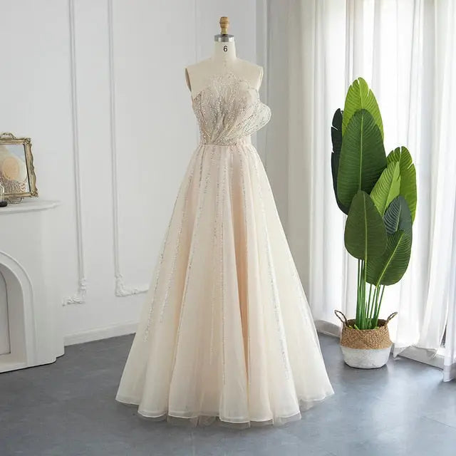 Luxury Beaded Lilac Scalloped Evening Dress SS247