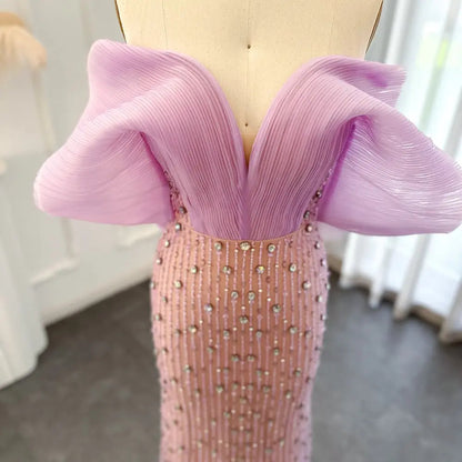 Luxury Off Shoulder Lilac Evening Dress SS327