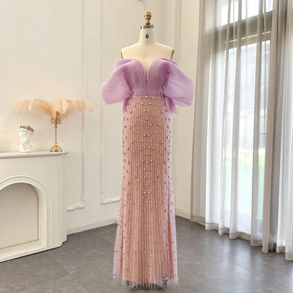 Luxury Off Shoulder Lilac Evening Dress SS327