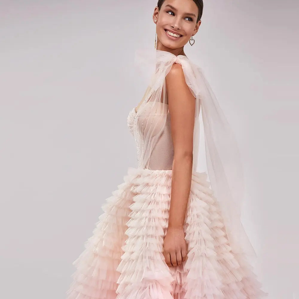 Luxury Pink One Shoulder Evening Dress SS550