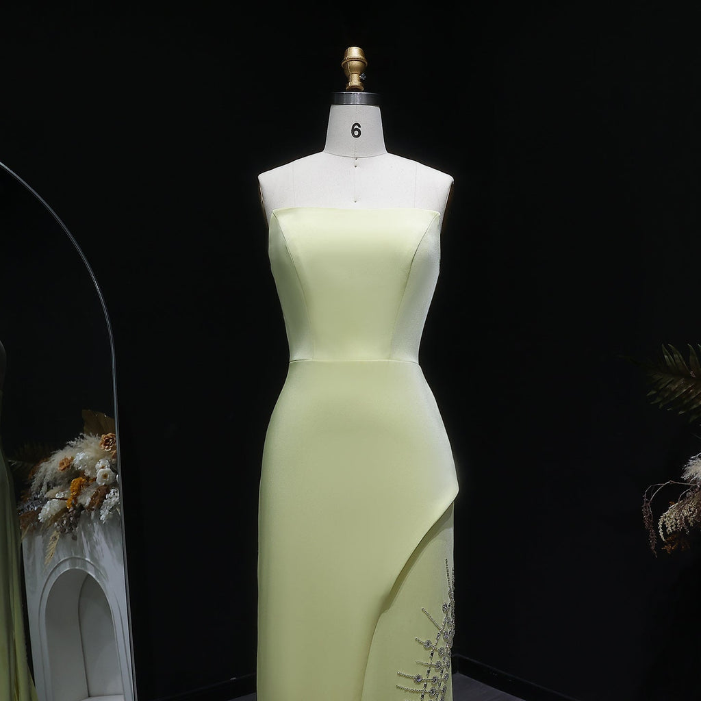 Luxury Mint Green Crystal Embellished Evening Dress XD022