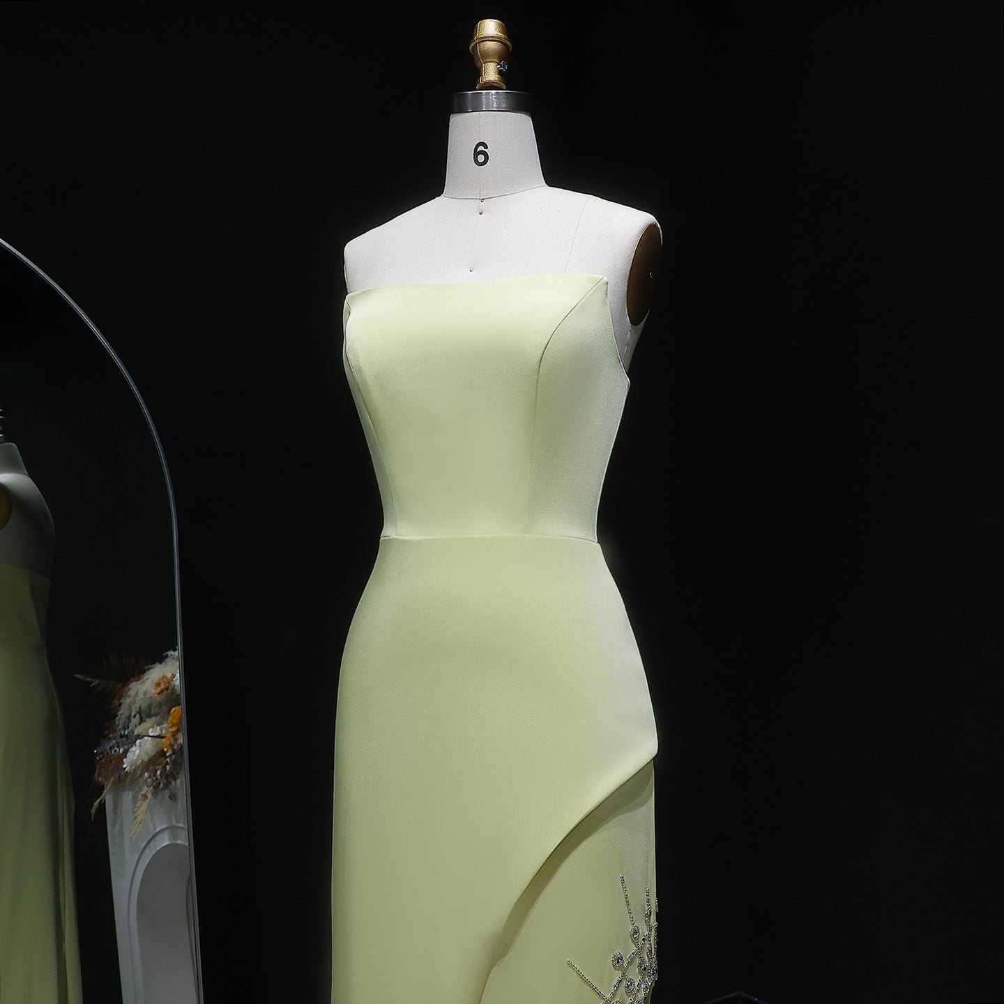 Luxury Mint Green Crystal Embellished Evening Dress XD022