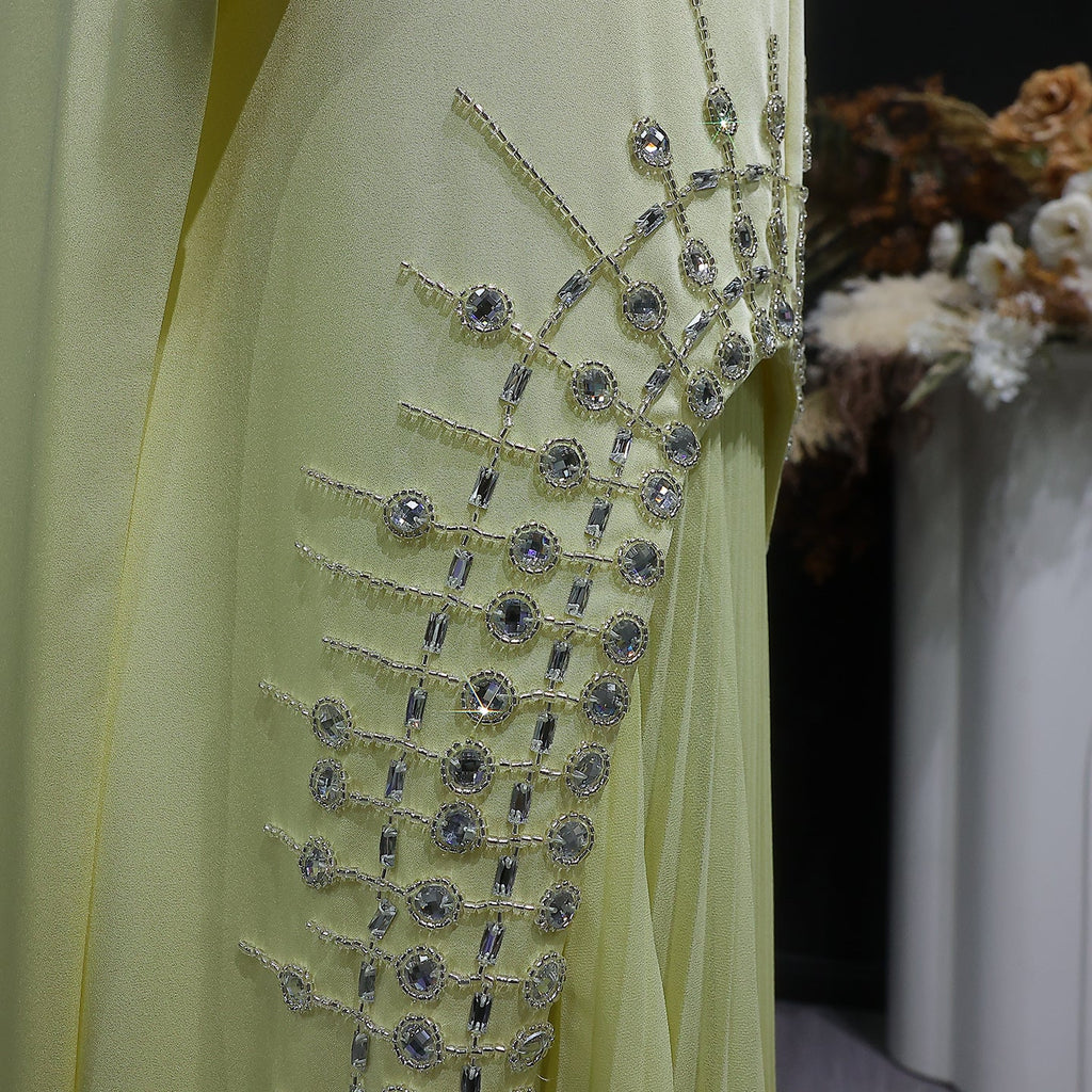 Luxury Mint Green Crystal Embellished Evening Dress XD022
