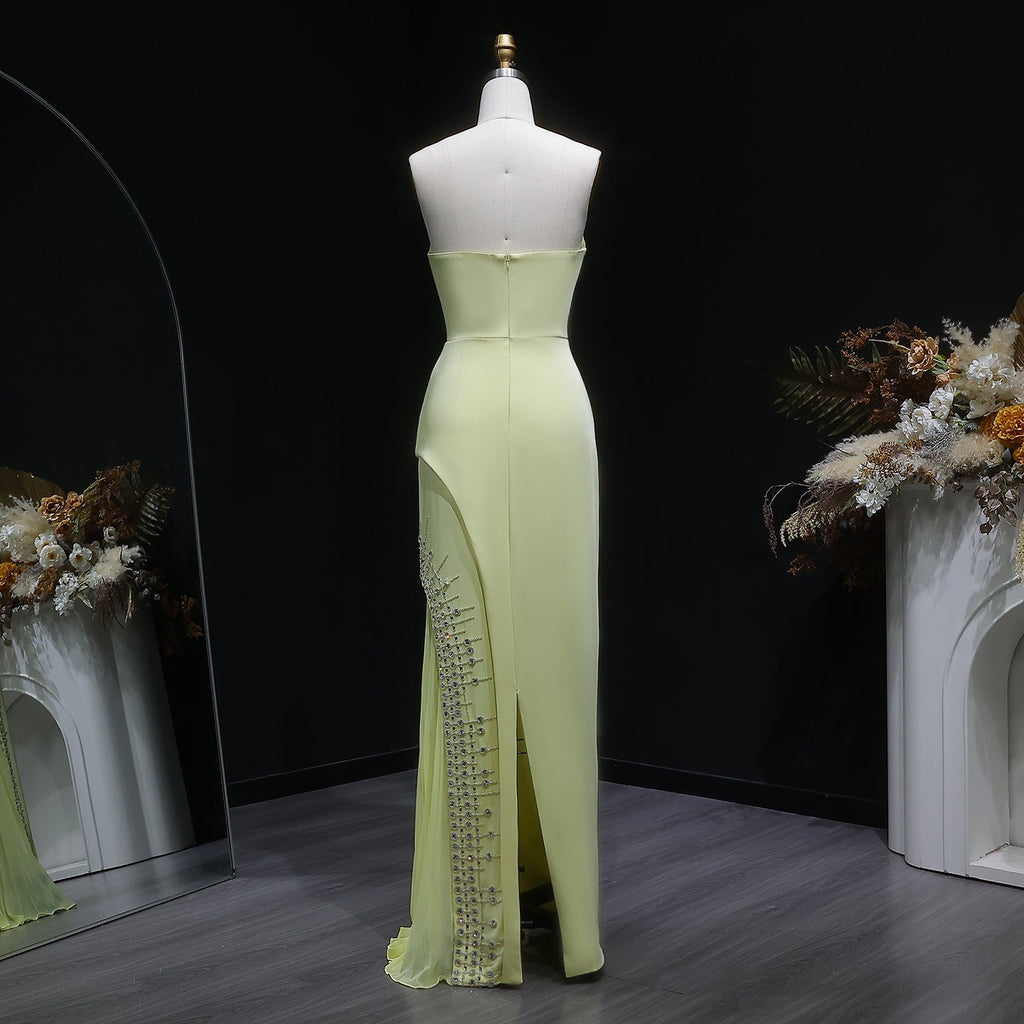 Luxury Mint Green Crystal Embellished Evening Dress XD022