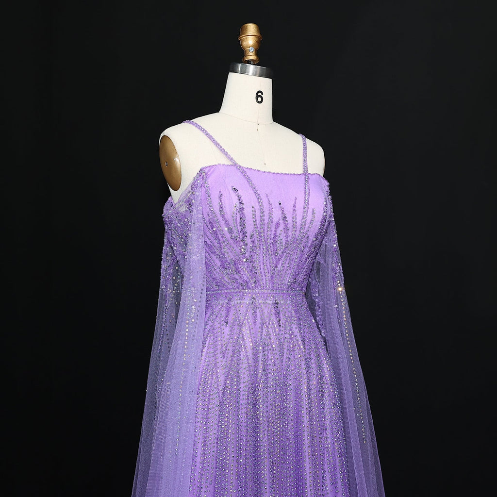 Chic Beaded Green Spaghetti-Strap Tulle Evening Dress XD024