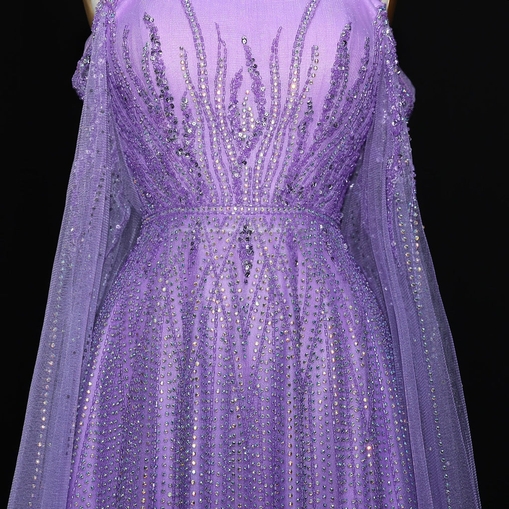 Chic Beaded Green Spaghetti-Strap Tulle Evening Dress XD024