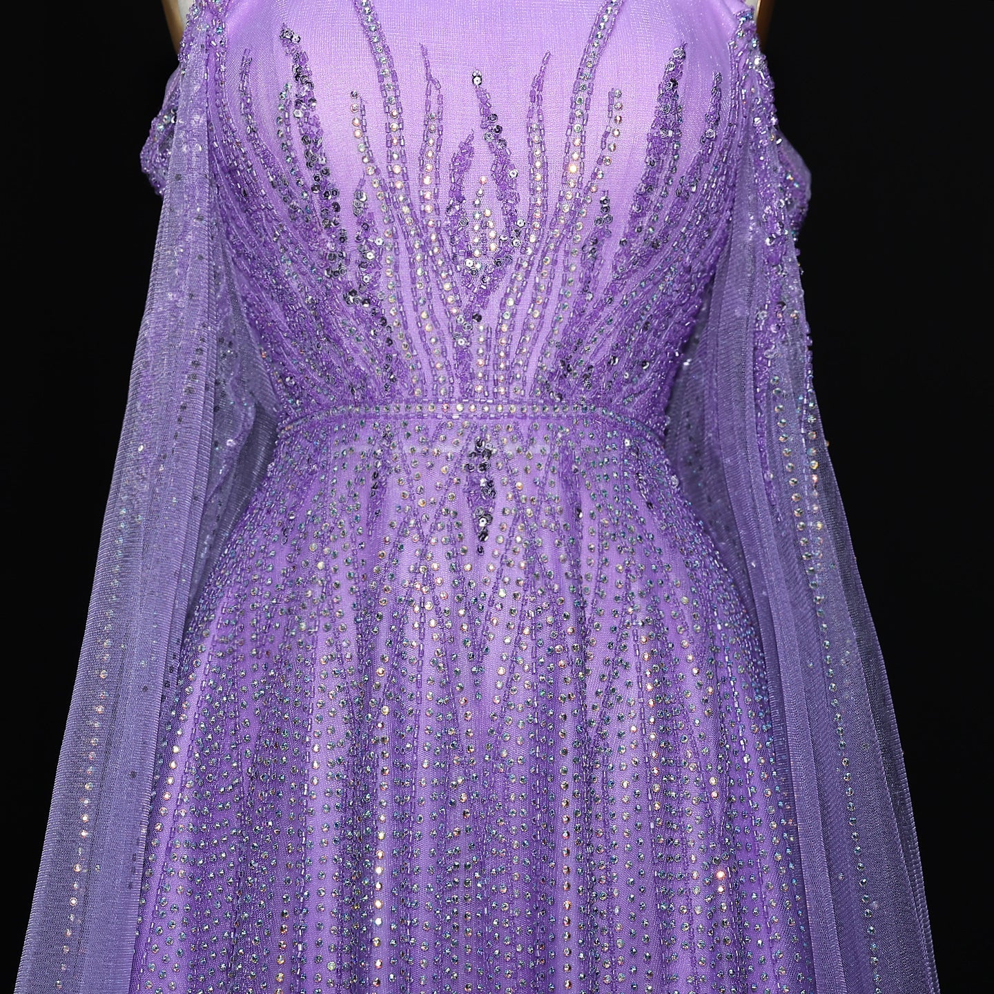 Chic Beaded Green Spaghetti-Strap Tulle Evening Dress XD024