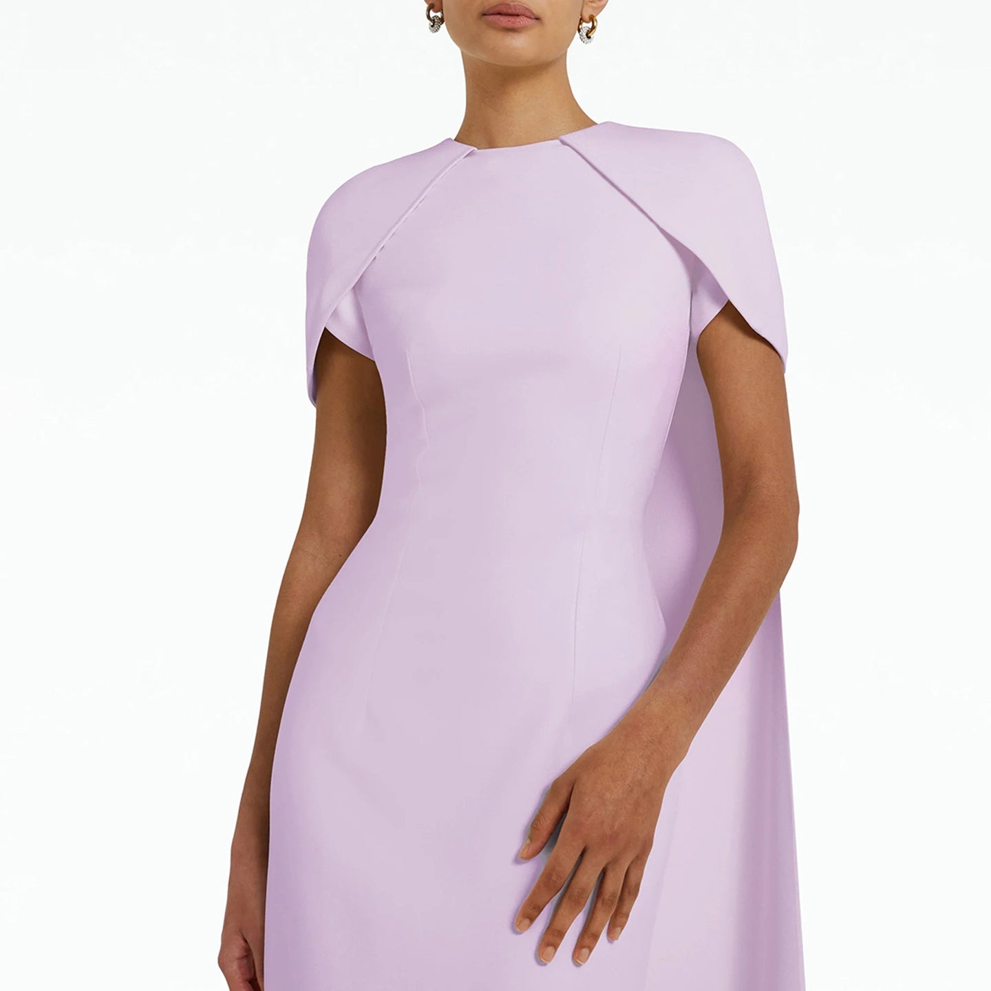 Elegant Pink O-Neck Mermaid Evening Dress with Cape Sleeves SF033