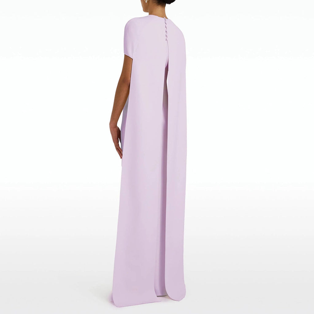 Elegant Pink O-Neck Mermaid Evening Dress with Cape Sleeves SF033