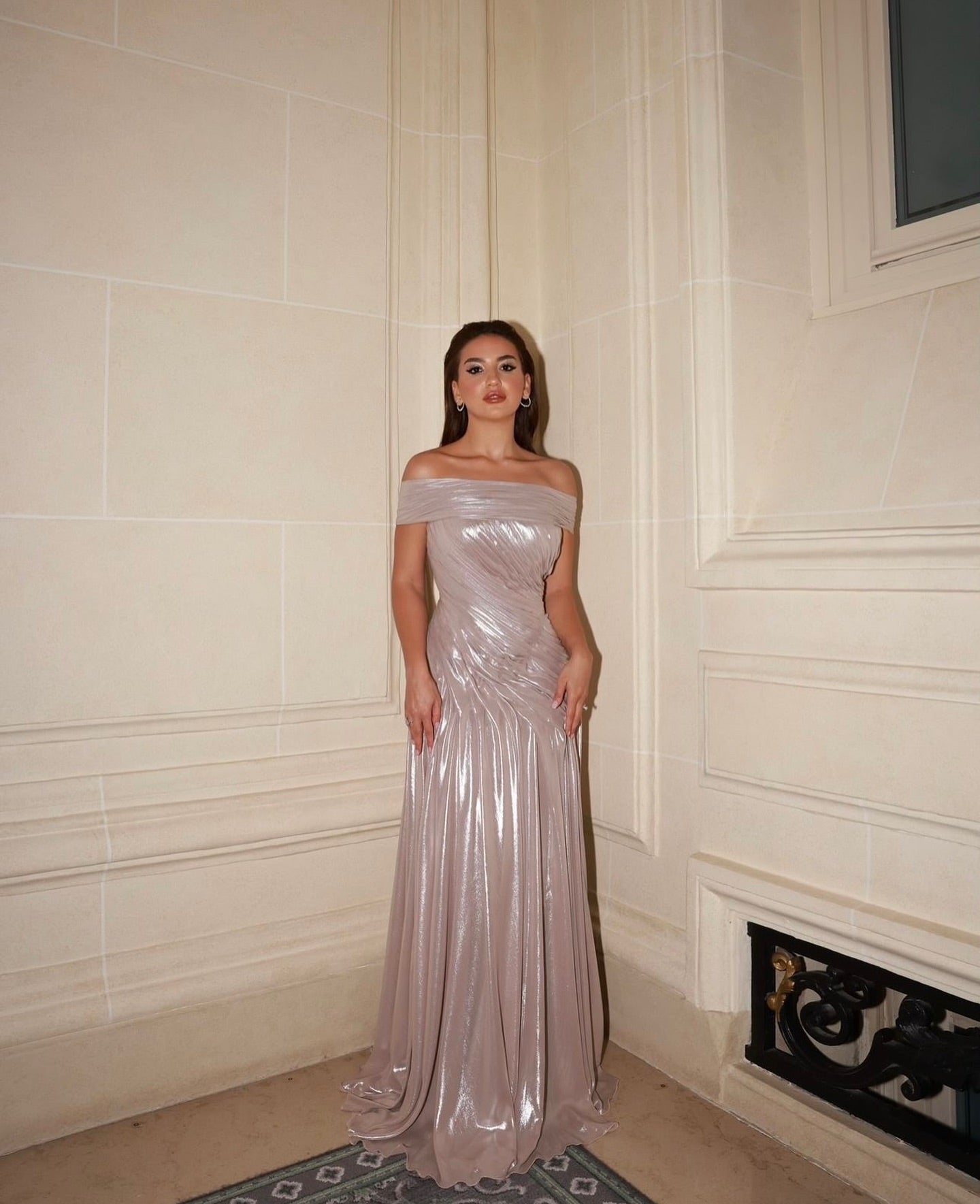 Elegant Off Shoulder Pleated Evening Dress SF392
