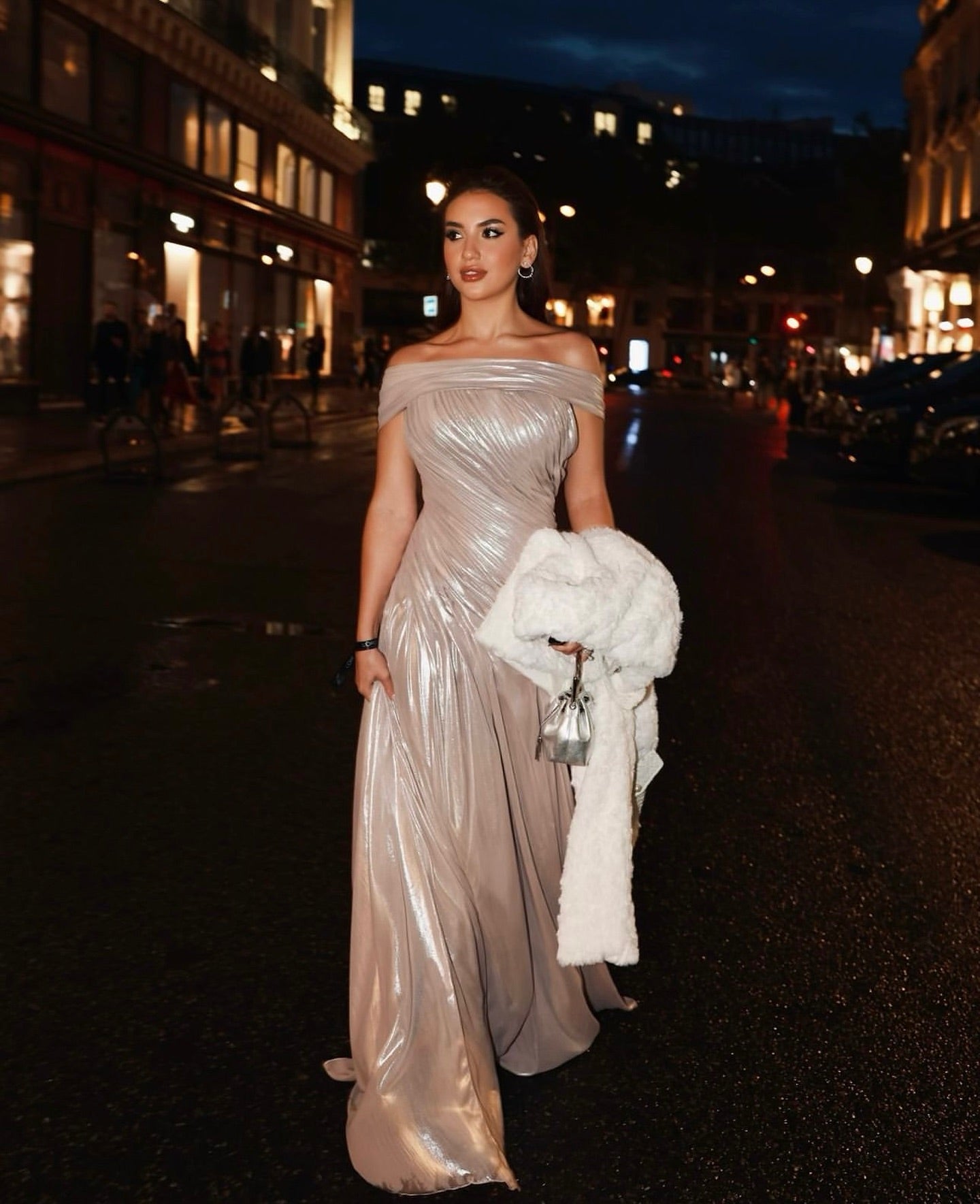 Elegant Off Shoulder Pleated Evening Dress SF392