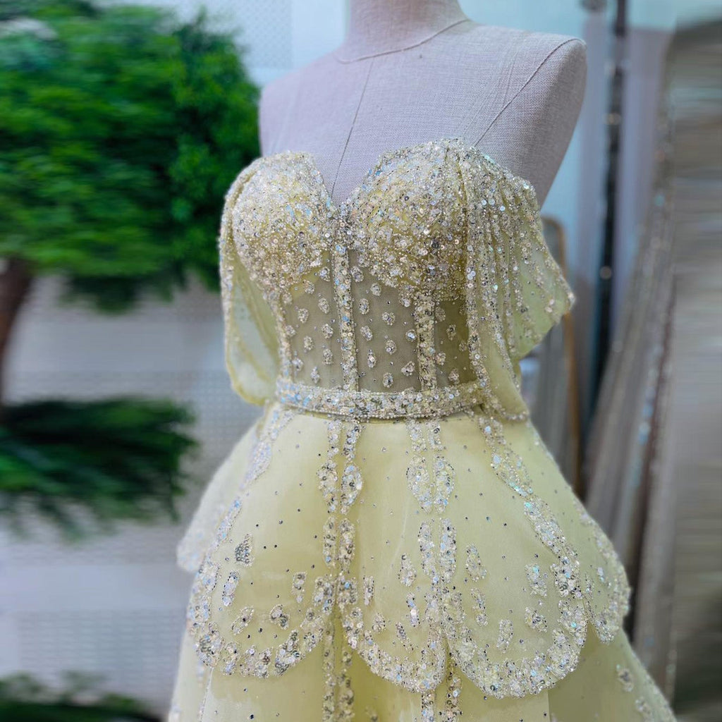 Glamorous Pink Strapless Sequin Tiered Evening Dress SS612