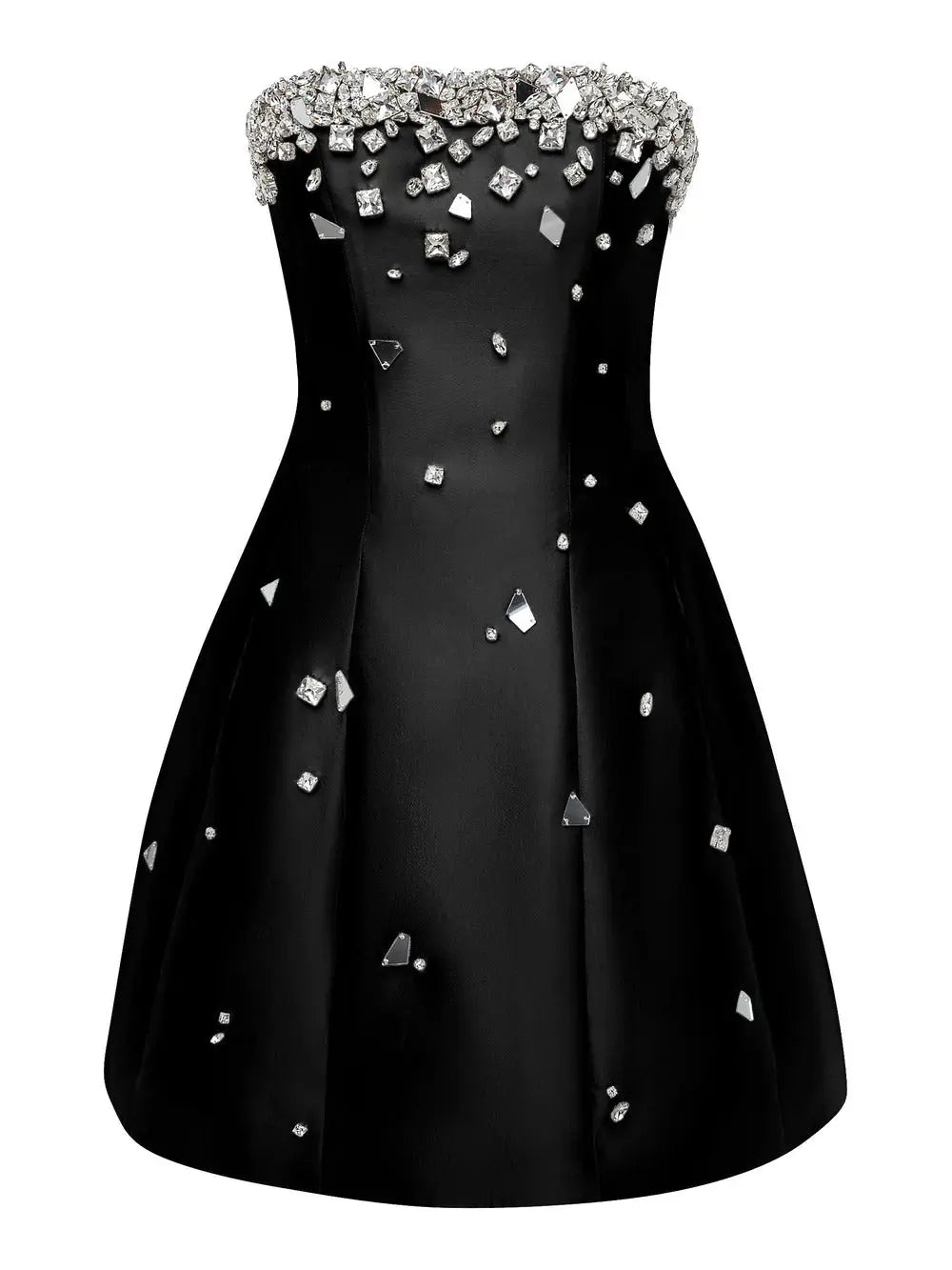 Luxury Crystal Black Strapless Evening Dress SF307