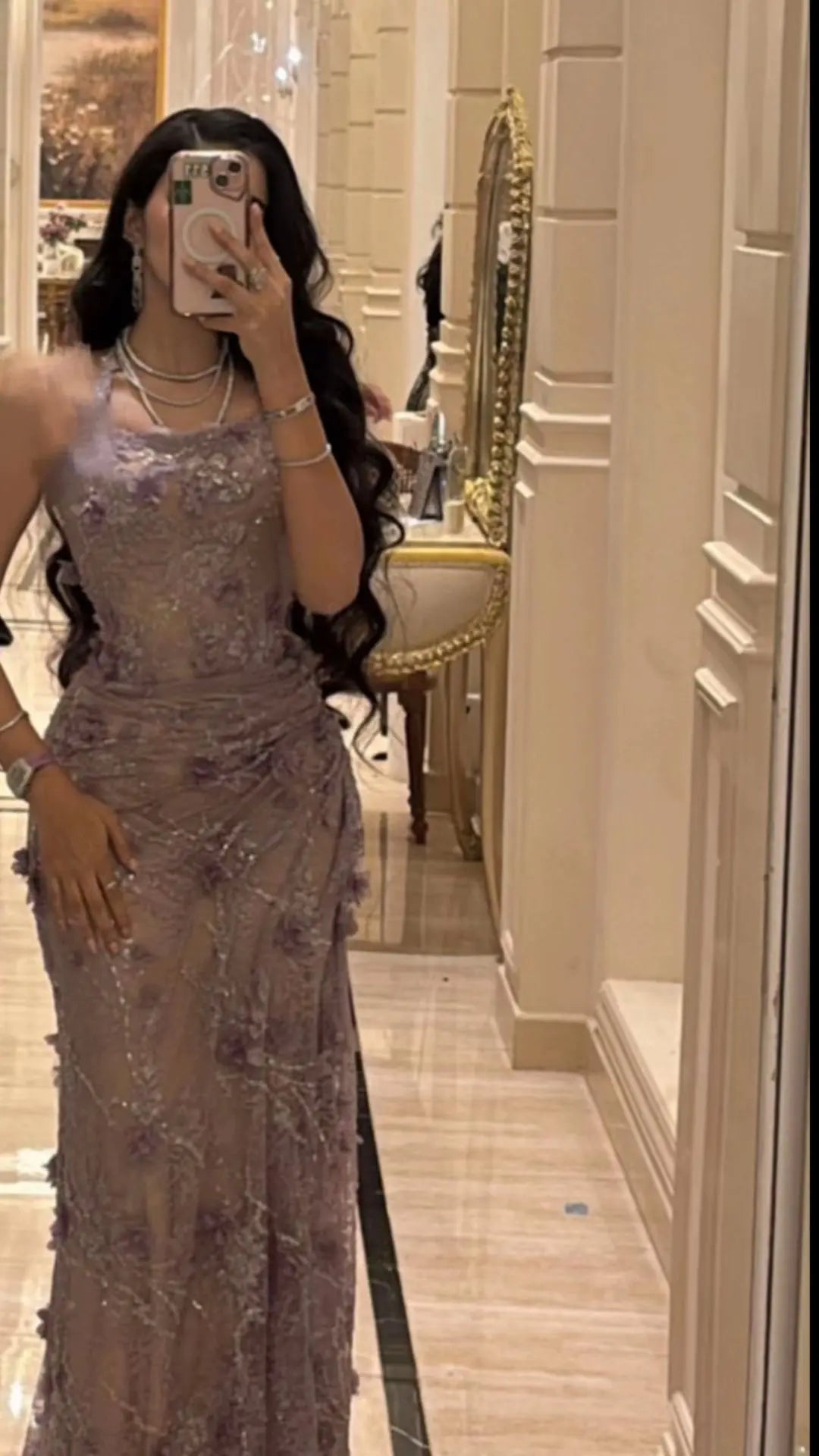 Luxury Lavender Lace Halter Evening Dress with Sequins SF524