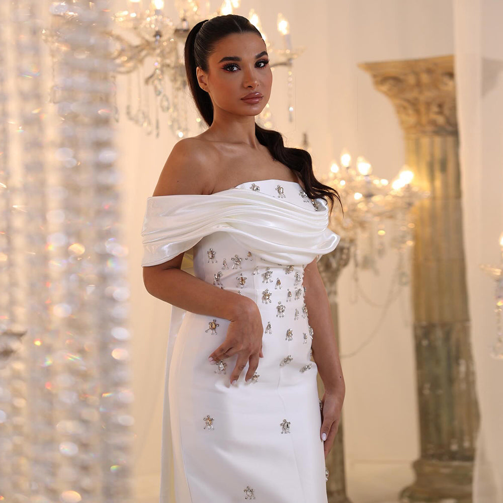 Elegant Crystal Blue Evening Dress with Overskirt SS270