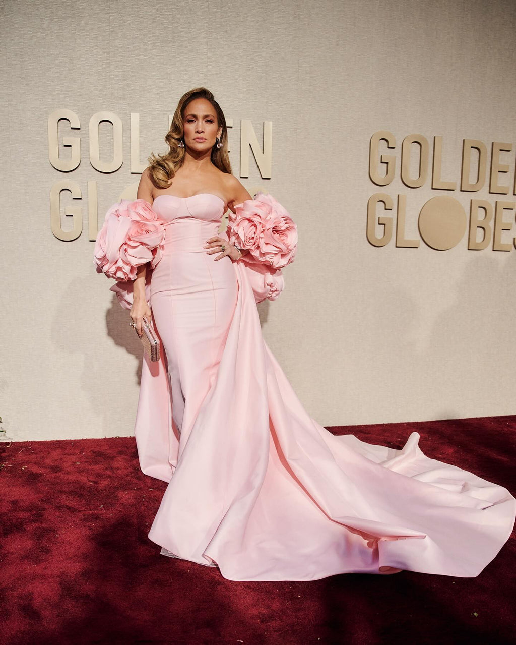 Glamorous 3D Floral Pink Evening Dress with Overskirt SF346
