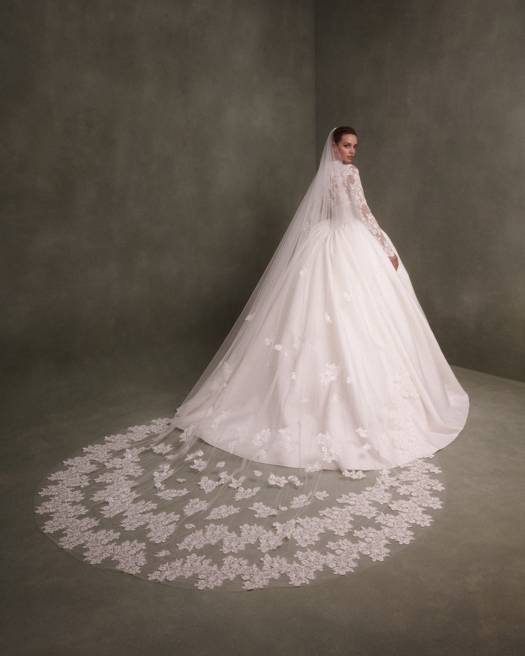 Elegant Long Sleeve Lace Ball Gown Wedding Dress SW075