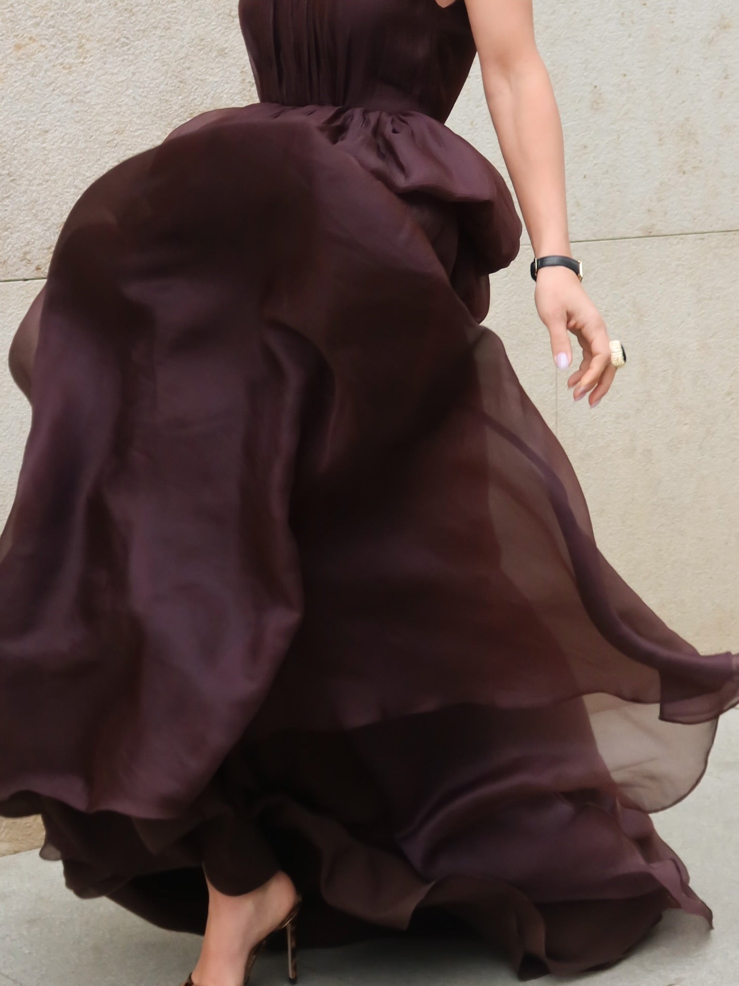 Luxury Maroon Halter Neck Bloom Skirt Evening Dress SF433
