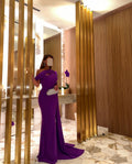 Elegant Purple Mermaid Evening Dress with Cape Sleeve SF112